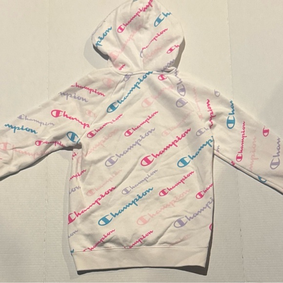 Champion White Hoodie with Colorful Logos - Picture 2 of 8